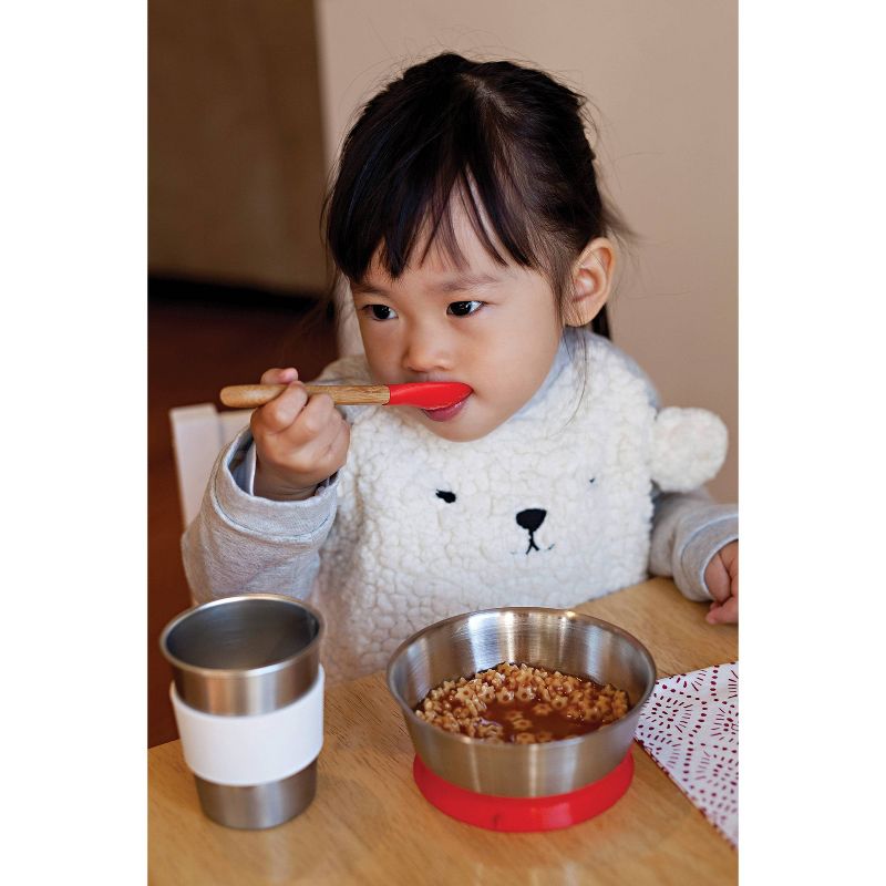 4pk Bamboo and Silicone Kid Spoons - Red Rover