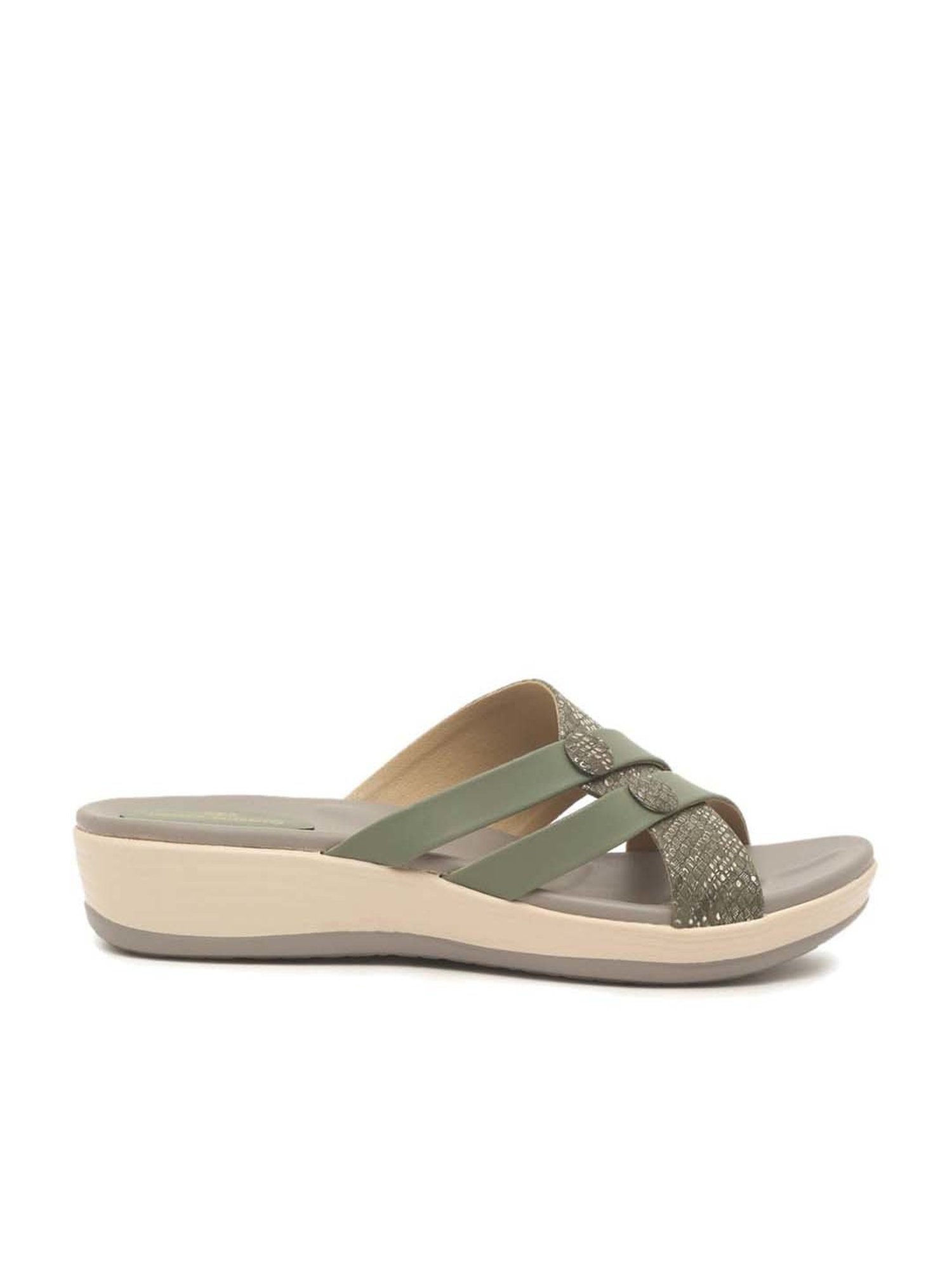 Pelle Albero Women's Sage Green Cross Strap Wedges