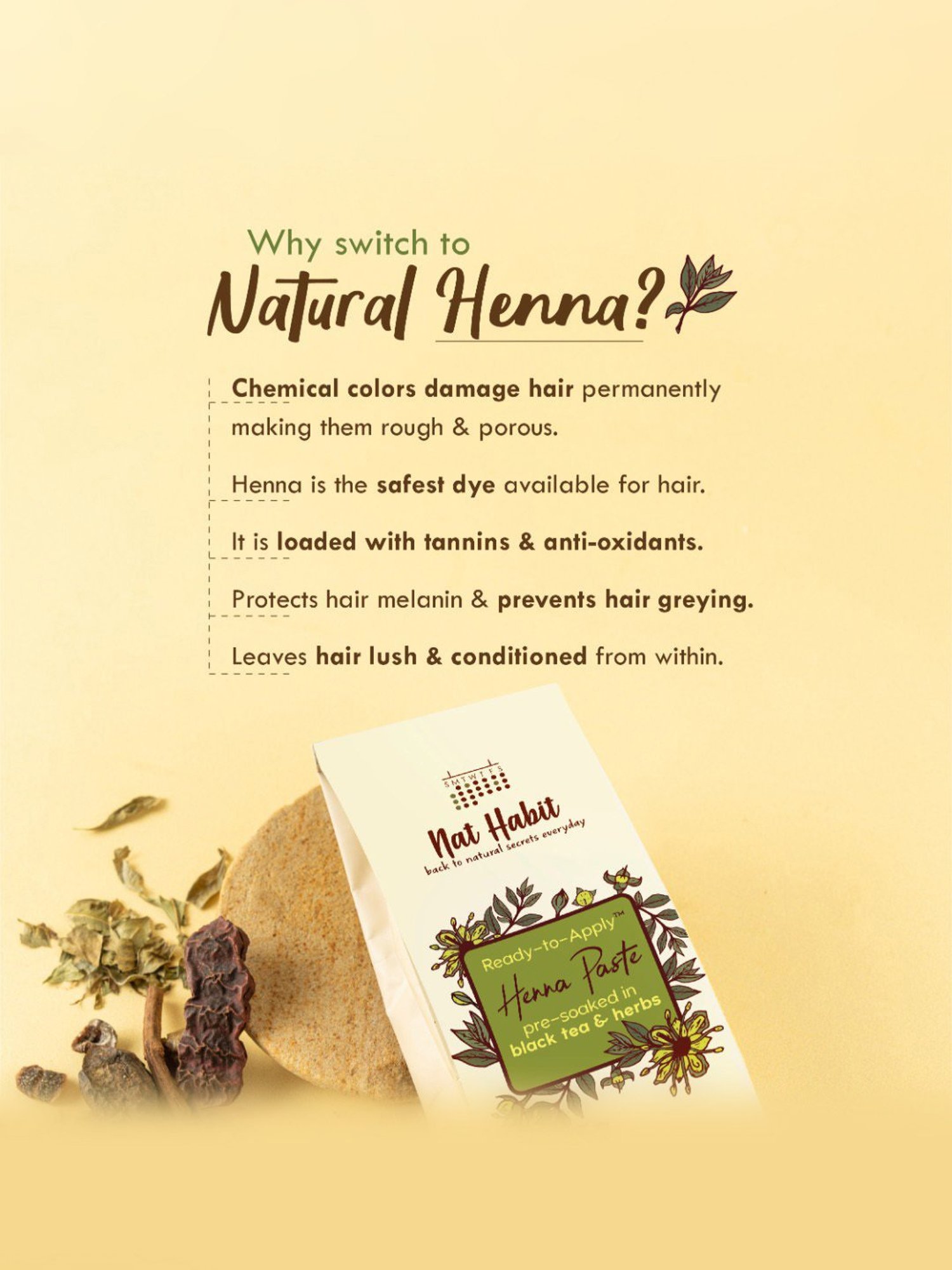 Nat Habit Ready-To-Apply Henna Paste Hair Color - Pack of 4