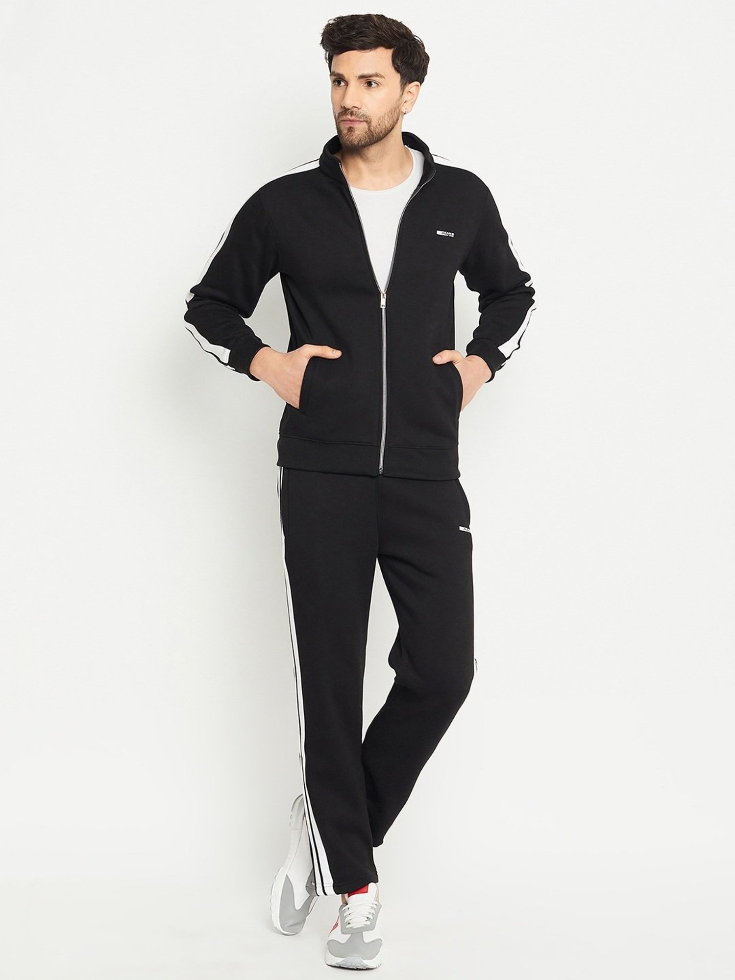 Okane Black Regular Fit Colour Block Tracksuit