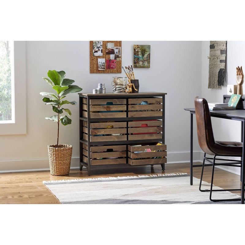 Sullivan Storage with 6 Crates Brown - Martin Furniture