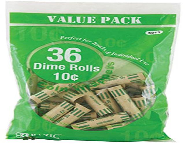 BAZIC Dime Coin Wrappers 10c 36/Pack