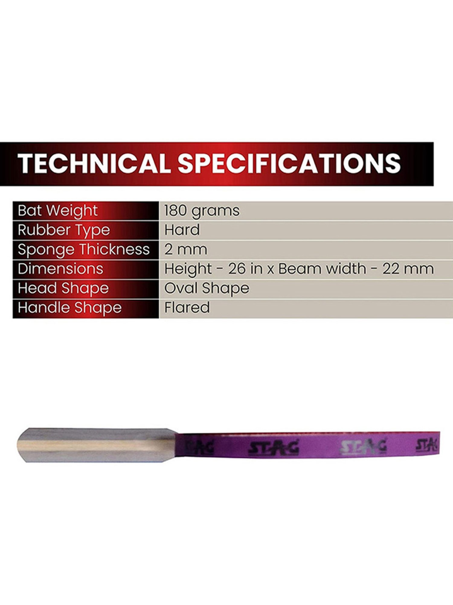 Stag Global Ninja Attack Advanced ITTF Approved Rubber Table Tennis Racquet (Multicolor)