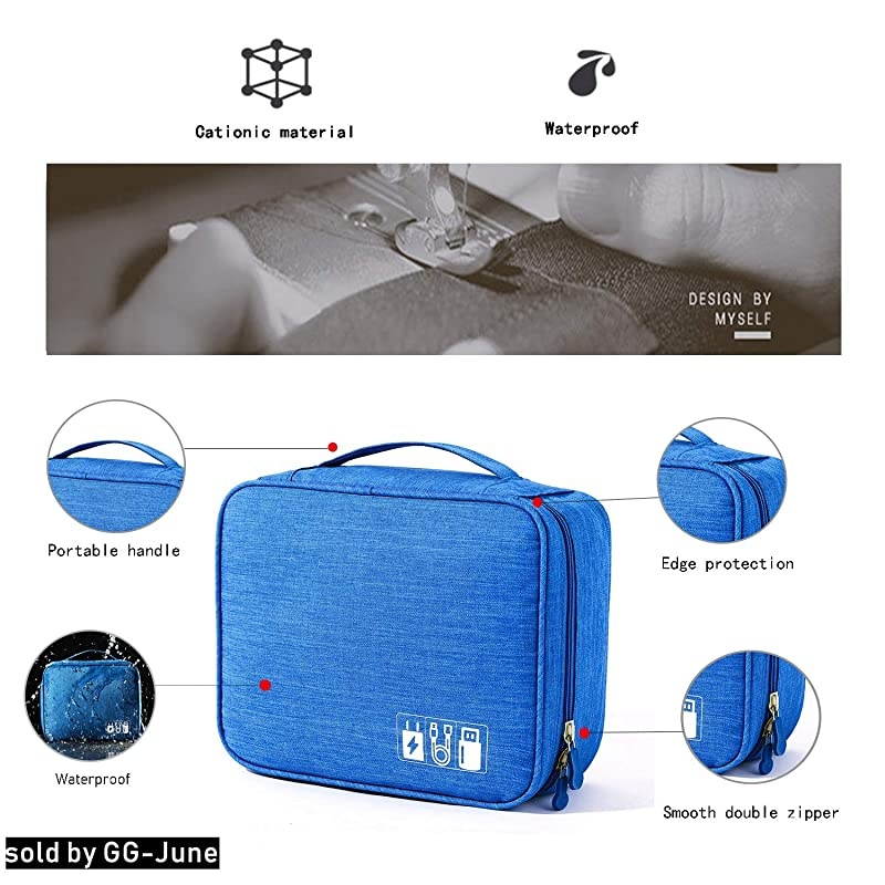 Organizer, Electronic Accessories Double Layer Travel Cable Organizer Cord Storage Bag for Cables, iPad (Up to 9.7''), Charger, Phone, USB, SD Card(Black)