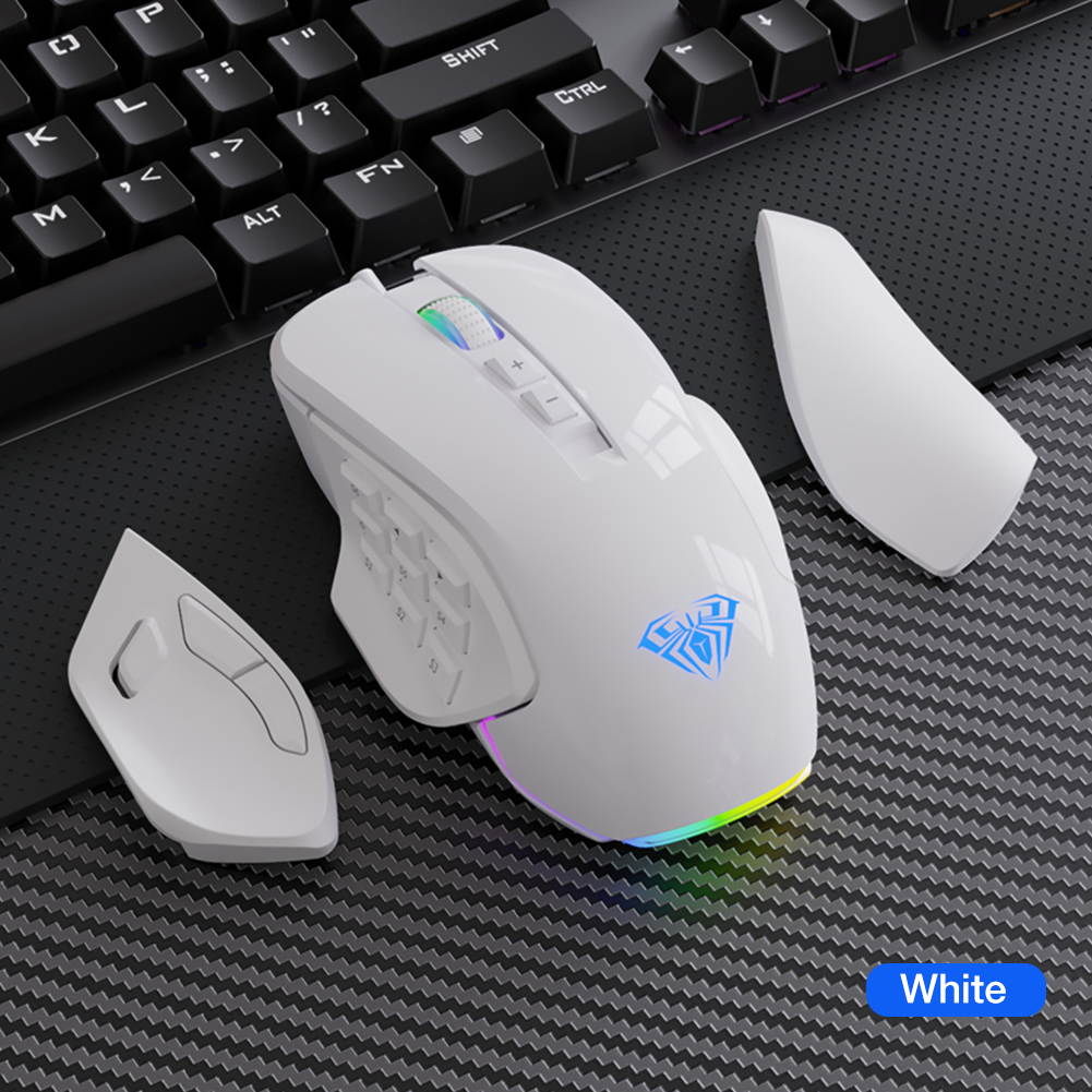 AULA H510 RGB Wired Gaming Mouse 10000 DPI Side Buttons Macro Programmable Gamer Mice For Laptop Desktop PC, 2 Sets Replaceable Accessories