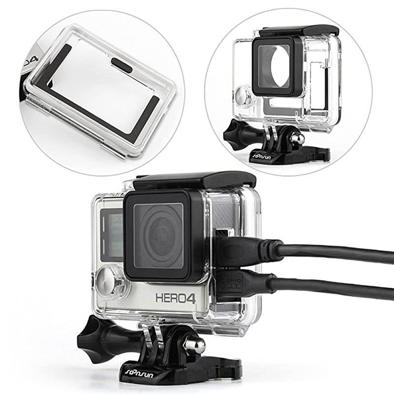 Side Open Protective Skeleton Housing Case with Skeleton Backdoor and Silicone Lens Cap for GoPro Hero 4 Hero 3+ and Hero 3 Camera