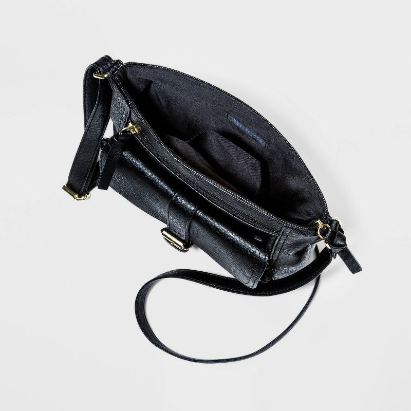 Bueno Zip Closure Crossbody Bag - Black