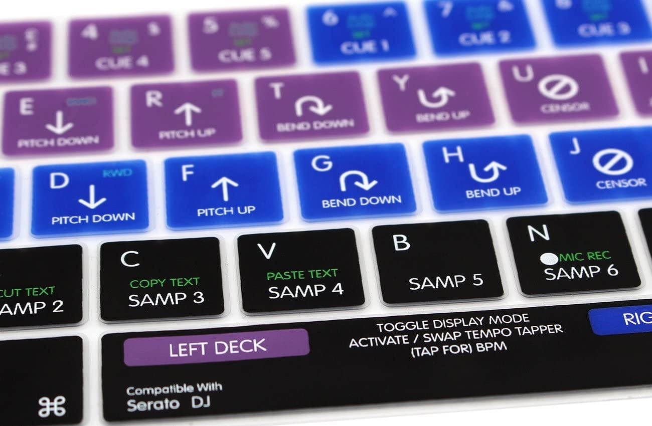 HRH Serato DJ Shortcuts Hotkey Silicone Keyboard Cover Skin for MacBook New Pro with Touch Bar 13 Inch and 15 Inch (A2159/A1989/A1706,A1990/A1707) 2019 2018 2016 2017 Release US Version