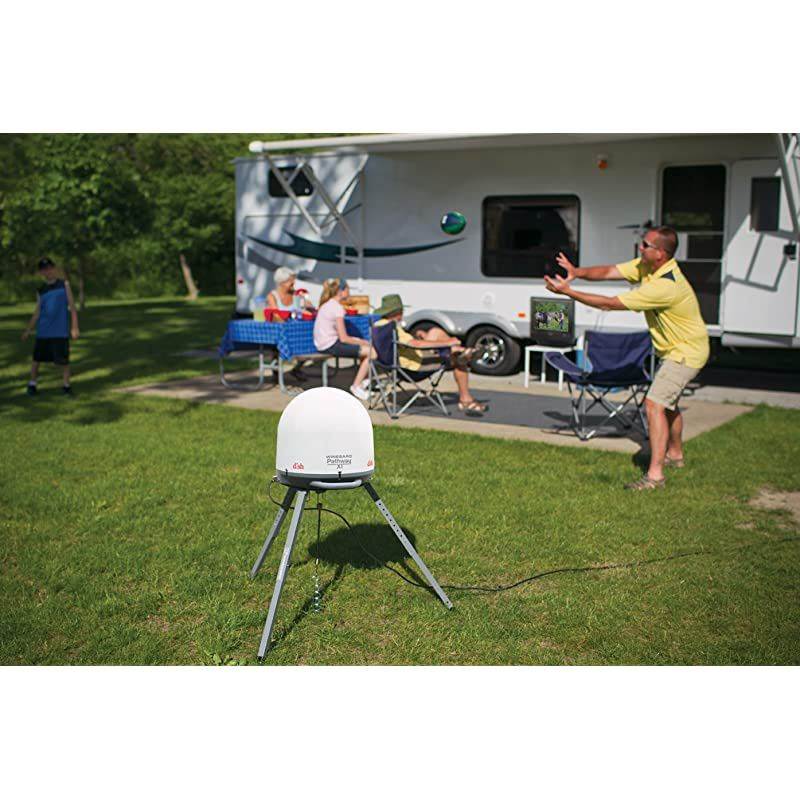 PA2000R Pathway X1 Automatic Portable Truck Satellite TV Antenna with DISH Wally Receiver Bundle (Trucking Satellite Antenna, Optional Mounts) - White