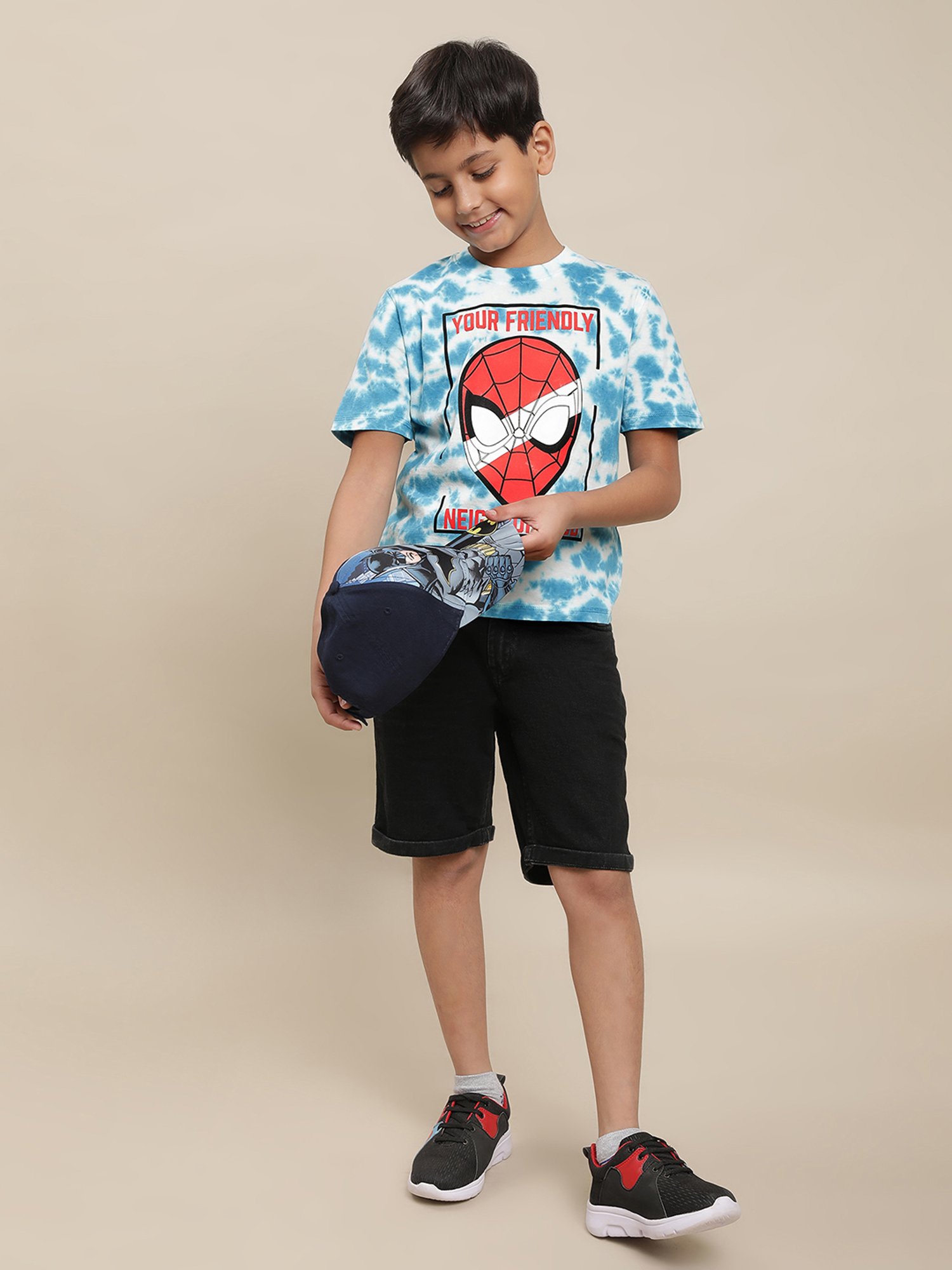 Kidsville Spiderman Printed Multi Color Tshirt For Boys
