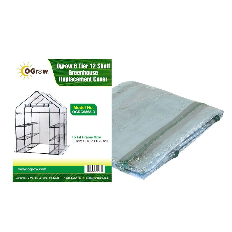 6 Tier 12 Shelf Greenhouse Replacement Cover Clear - OGrow