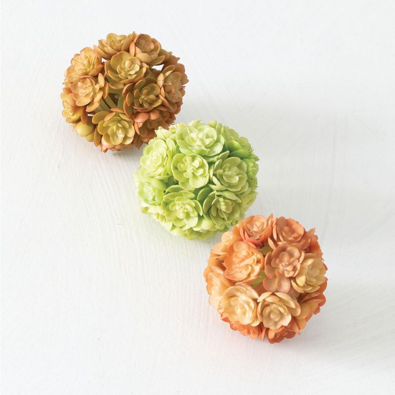 Sullivans Box of 3 Mini Echveria Orbs Decorative Filler 2"H Brown, Green & Orange