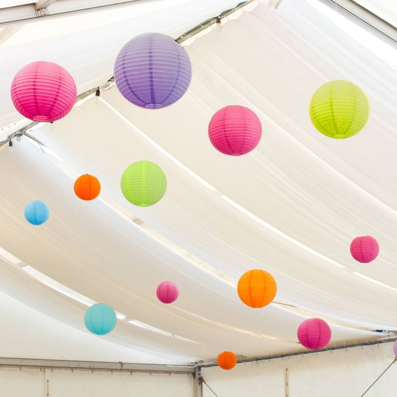 6ct 12" 14" 16" Multi Size Paper Lanterns Green