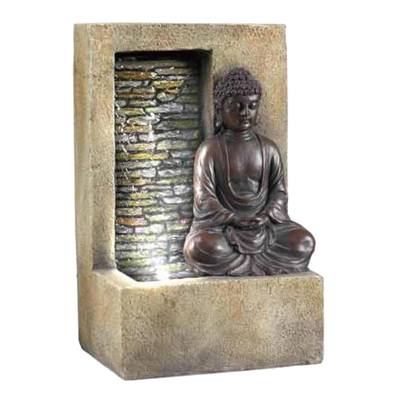 9.5" H Resin Buddha Tabletop Outdoor Fountain - Brown - Ore International