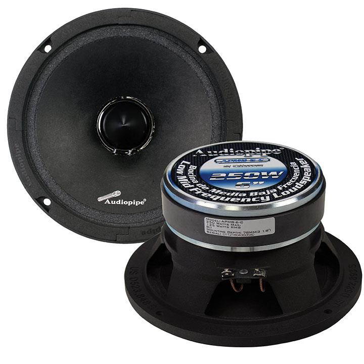 Audiopipe APMB-6 6" 250W 8-Ohm Low/Mid Frequency Loudspeaker Stereo Speaker
