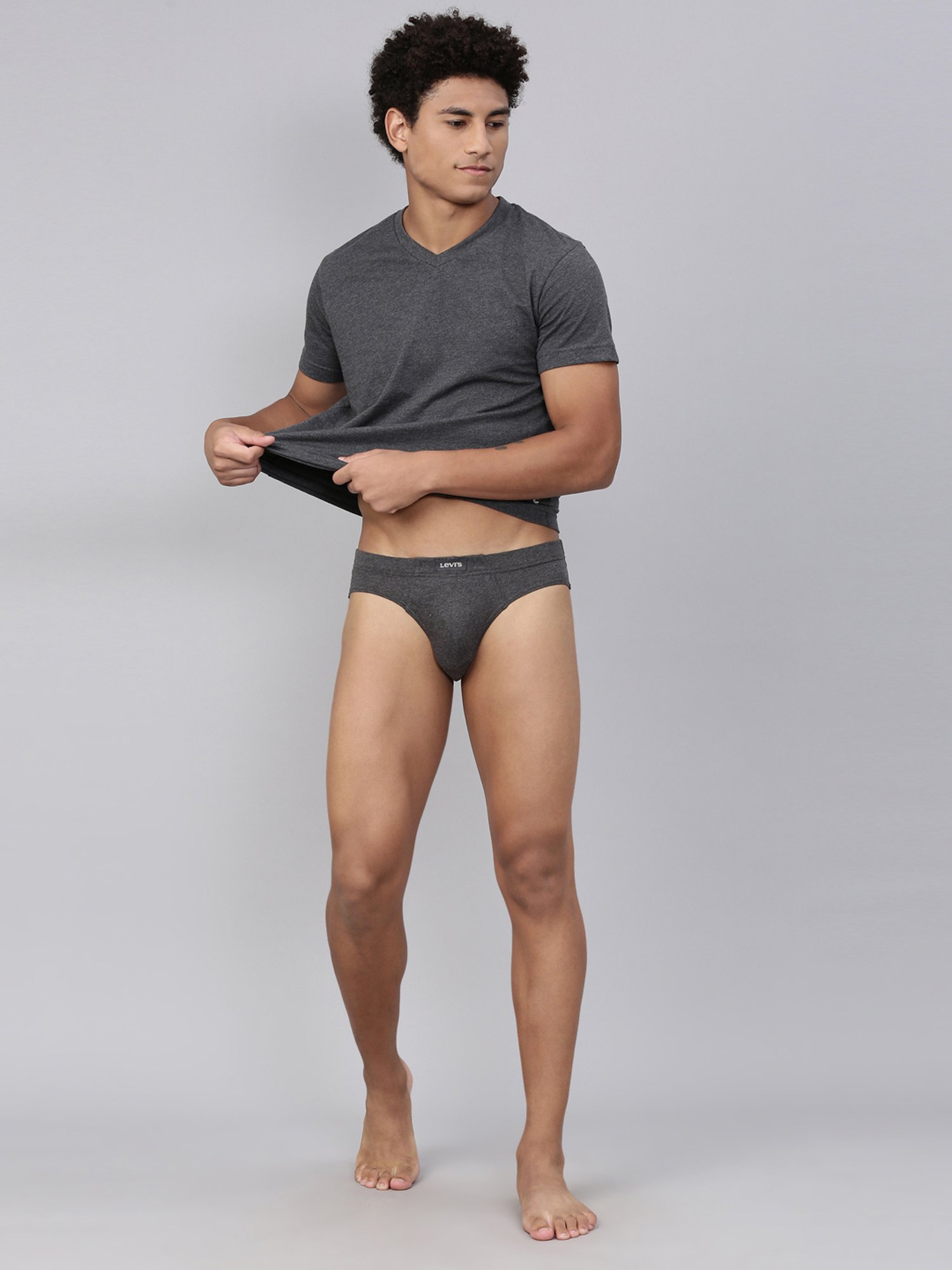 Levi's Grey Cotton Regular Fit Briefs