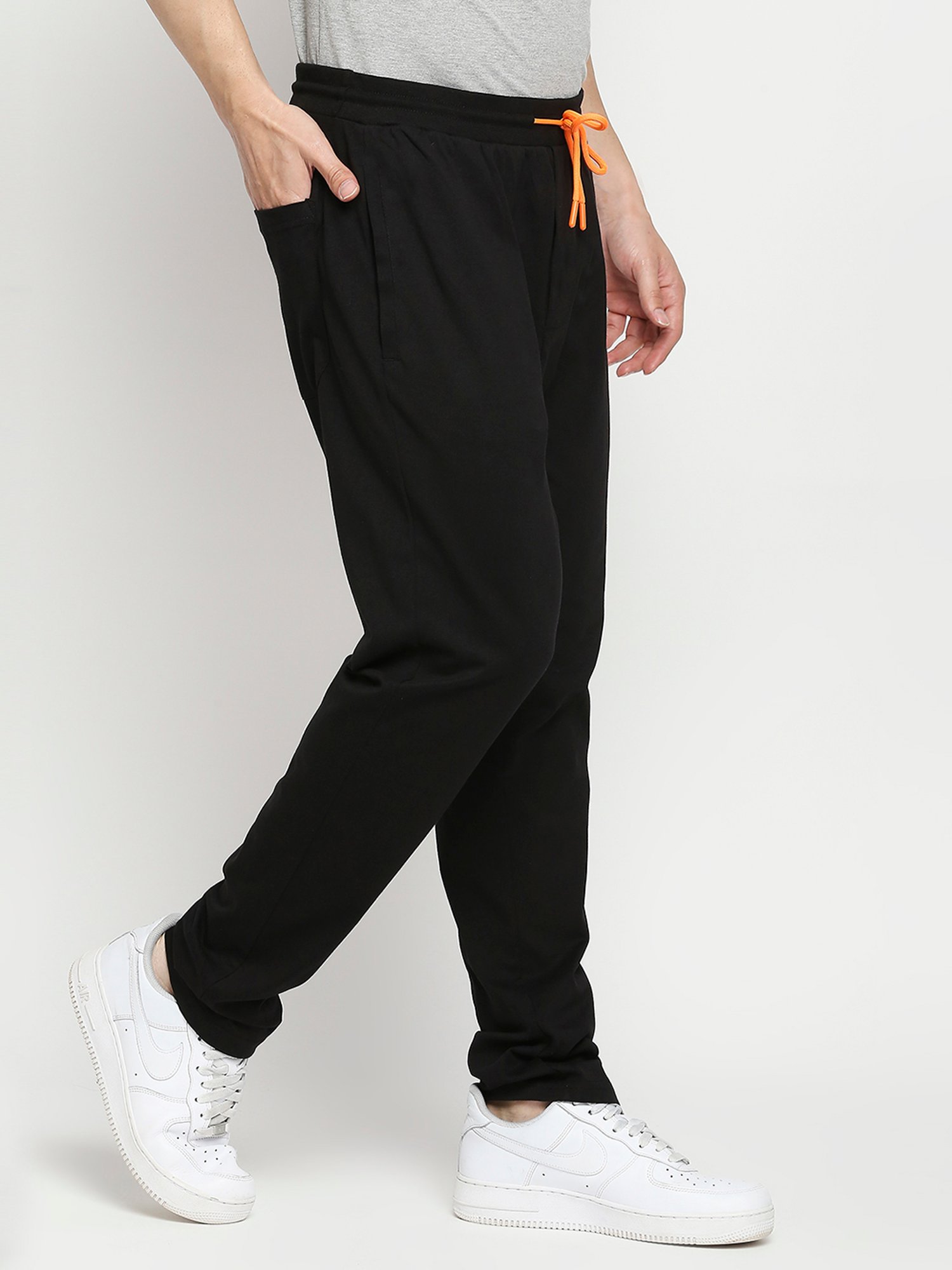 UnderJeans by Spykar Black Cotton Regular Fit Trackpants
