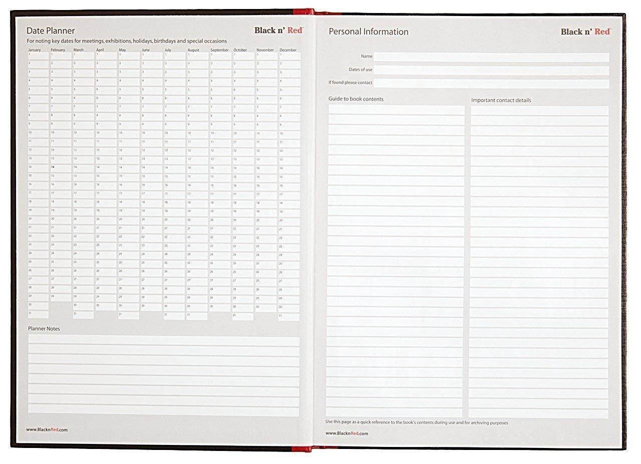 CASE OF 6 Black n' Red Hardcover Executive Notebook, 11.75 x 8.25 Inches, Black, 96 sheets/192 pages (D66174)