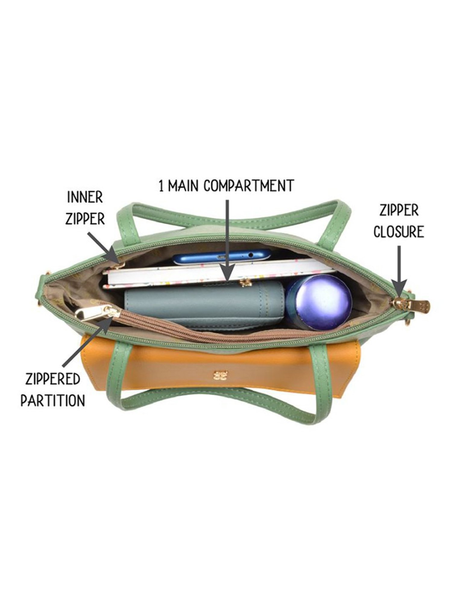 Baggit Green Small Tote Bag