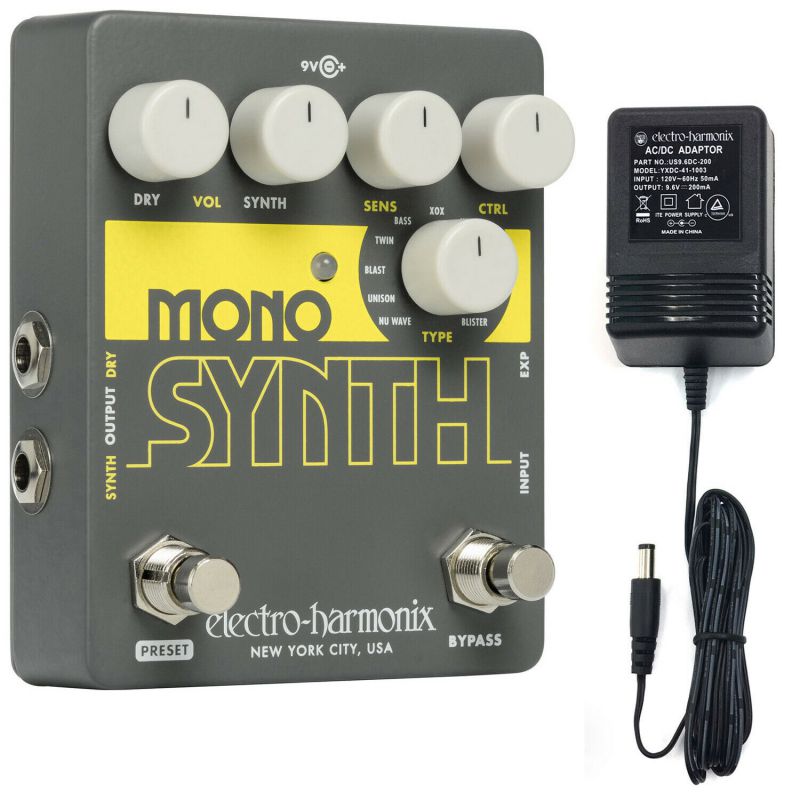 Electro Harmonix Guitar Mono Synth Effects Pedal Includes Power Supply