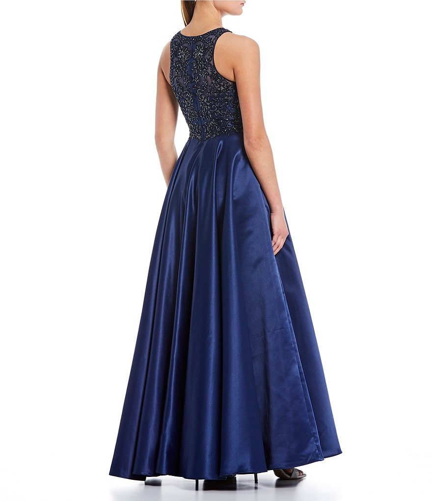 Coya Collection Sleeveless Beaded Embroidered Satin Ball Gown