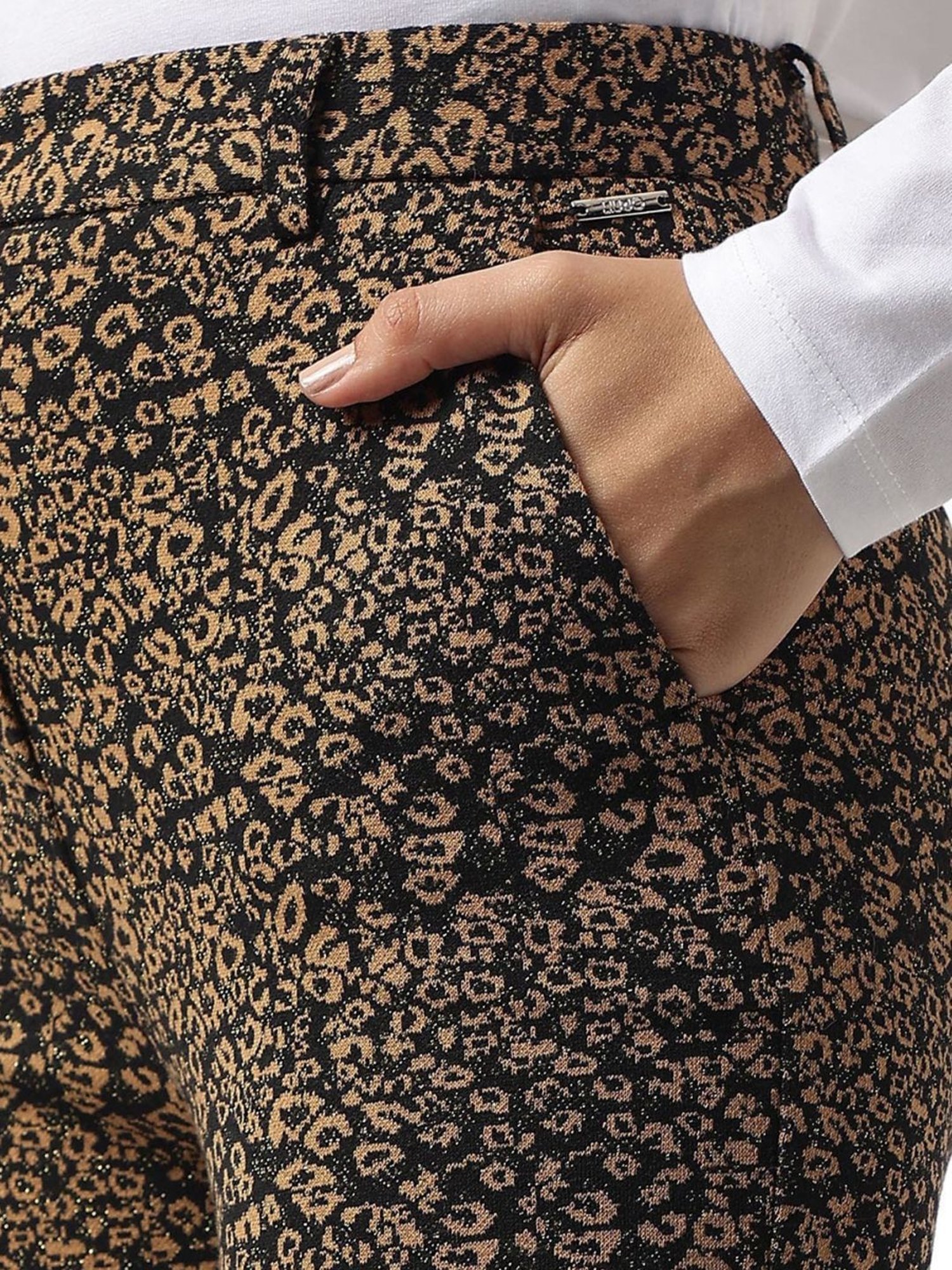 Liu Jo Multicolor Printed Regular Fit Flat Front Trousers