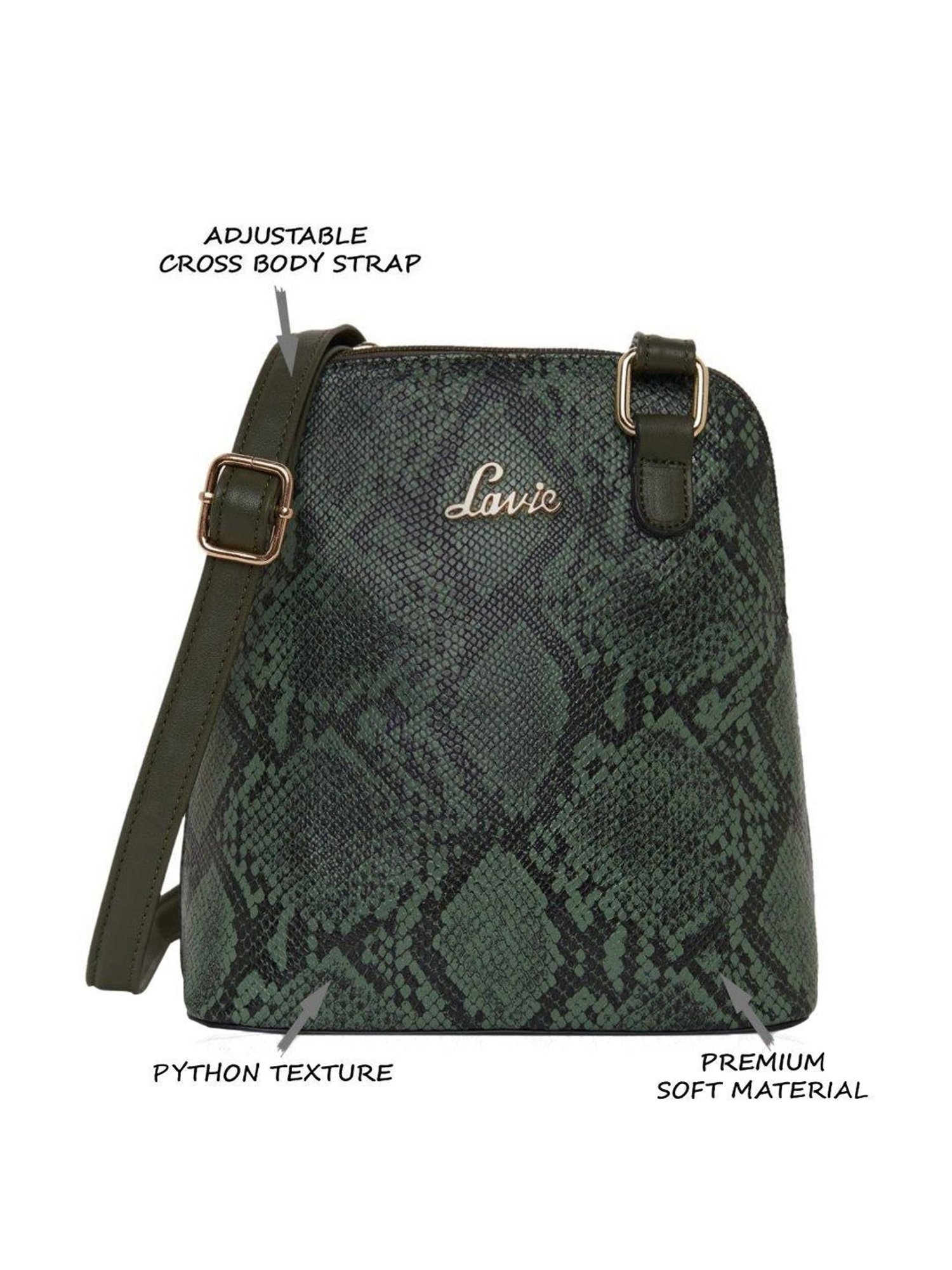 Lavie Green Textured Medium Sling Handbag