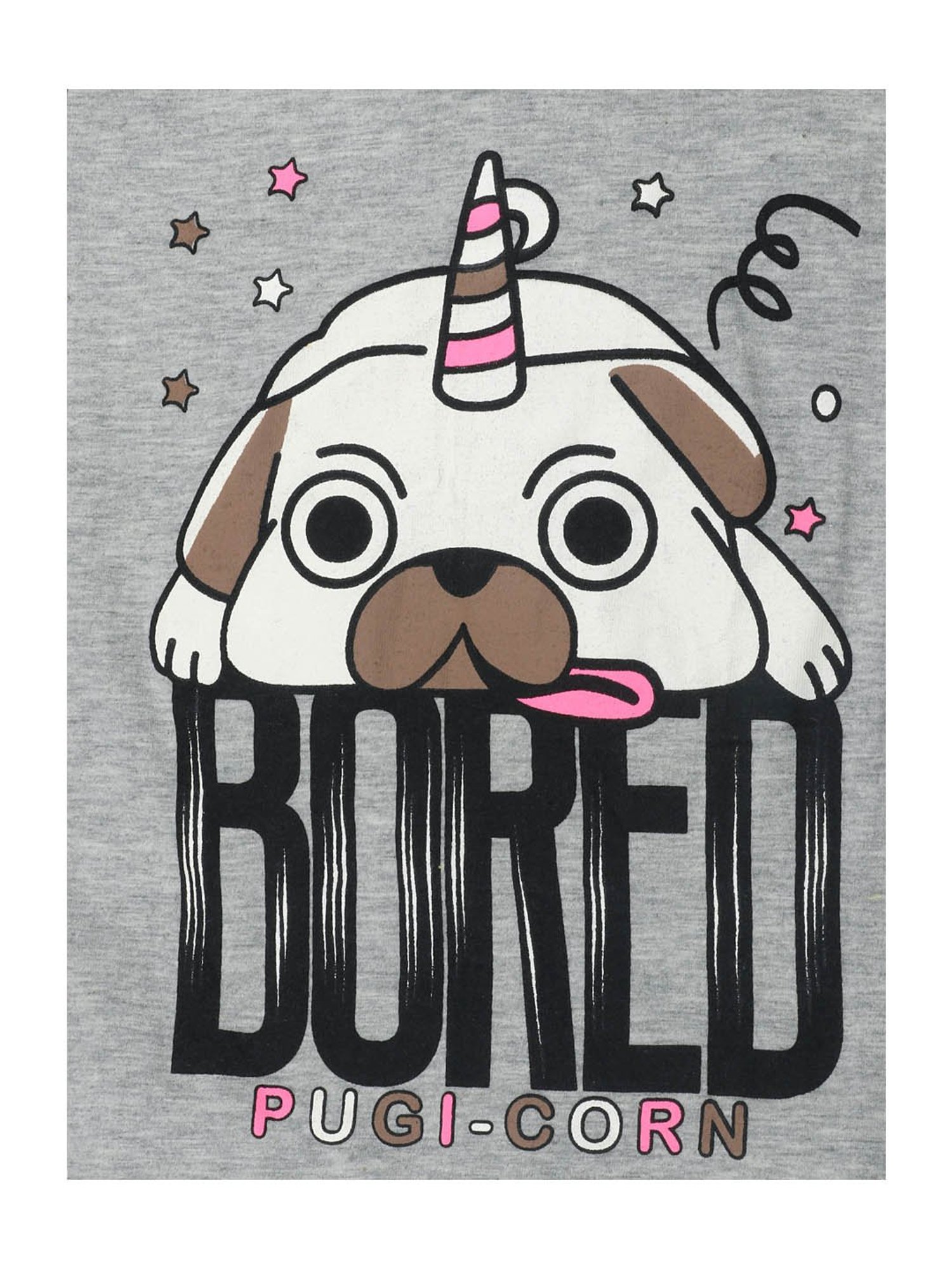 Lazy Shark Kids Grey & Pink Printed  Top with  Shorts