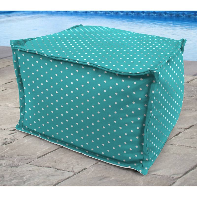 Outdoor Bean Filled Pouf/Ottoman In Mini Dots Ocean - Jordan Manufacturing
