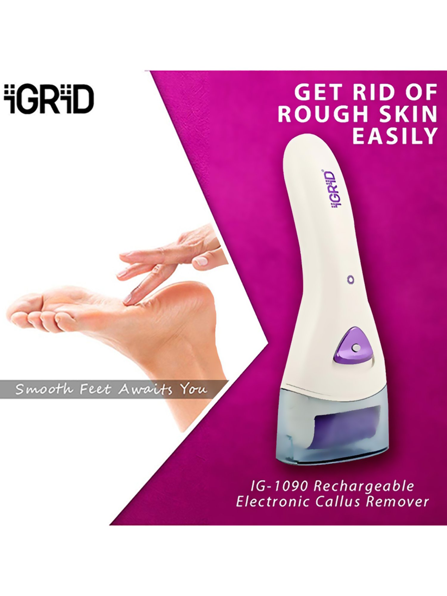 iGRiD IG1090 Rechargeable Callus Remover (White)