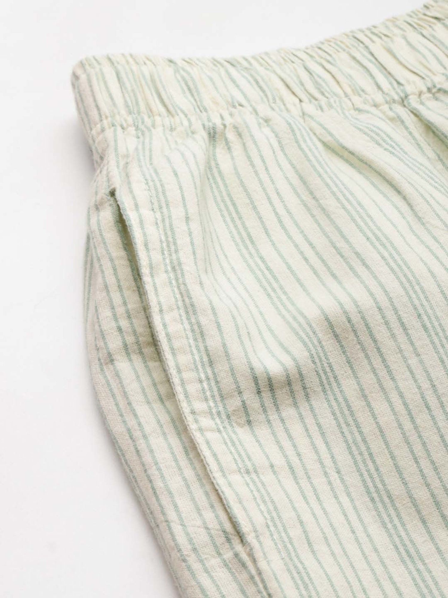 Clt.s Green & White Cotton Embroidered Kurta Pyjama Set