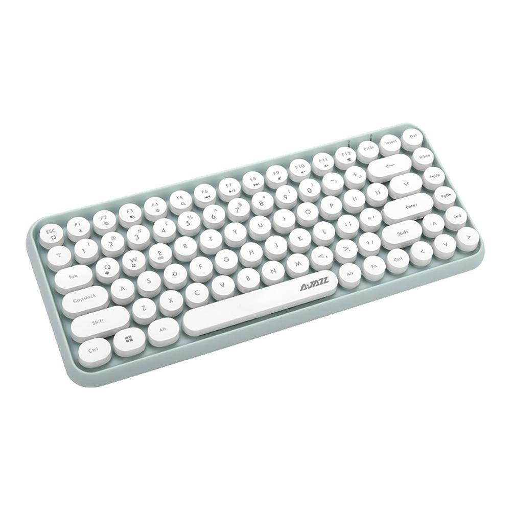 Ajazz 308i Multi-Device Steam Punk Retro Round Keycap Universal Bluetooth Wireless Keyboard For Phone Tablet Notebook