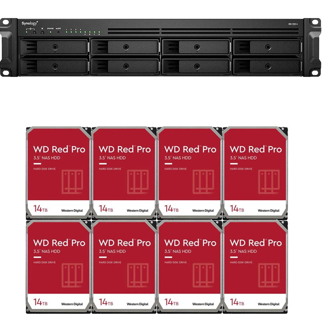 Synology RS1221+ RackStation with 4GB RAM and 112TB (8 x 14TB) of Western Digital RED PRO NAS Drives Fully Assembled and Tested By CustomTechSales