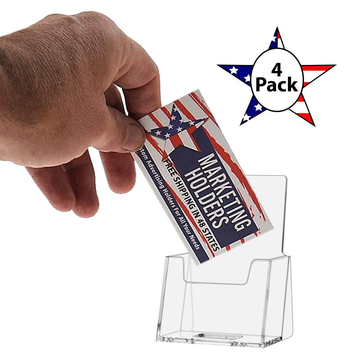 Marketing Holders Vertical Clear Business Card Holder Lot of 4 Premium Acrylic