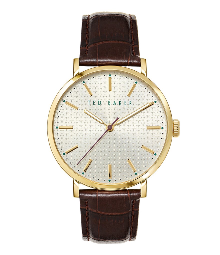 Ted Baker London Men's Phylipa Brown 3-Hand Leather Strap Watch