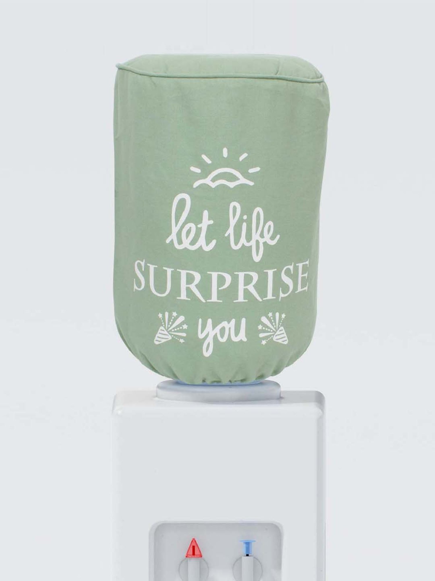 Swayam Green & White Cotton 20 Litre Water Dispenser Bottle Cover - Set of 1