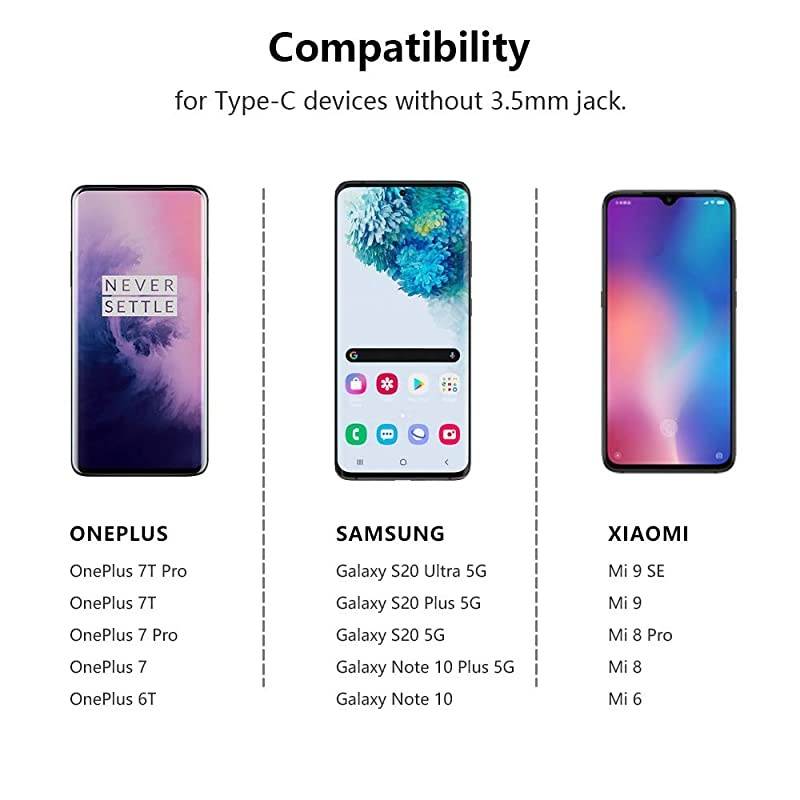 USB C to 35mm Aux Cable USB C to 35mm Female Adapter Type C to 35mm Audio Adapter for OnePlus 8T Auxiliary Adapter Noise Cancelling Headphones Jack Converter Adapter for OnePlus 8 7T Pro