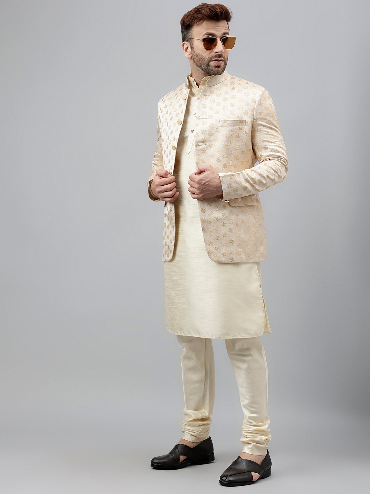 Hangup Cream Regular Fit Ethnic Blazer