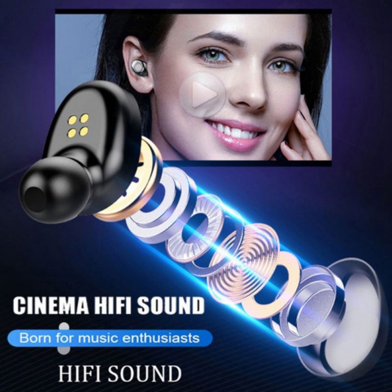 Bluetooth 5.0 Wireless Earbuds with Wireless Charging Case IPX7 Waterproof TWS Stereo Headphones in Ear Built in Mic Headset Premium Sound with Deep Bass for Sport,Black