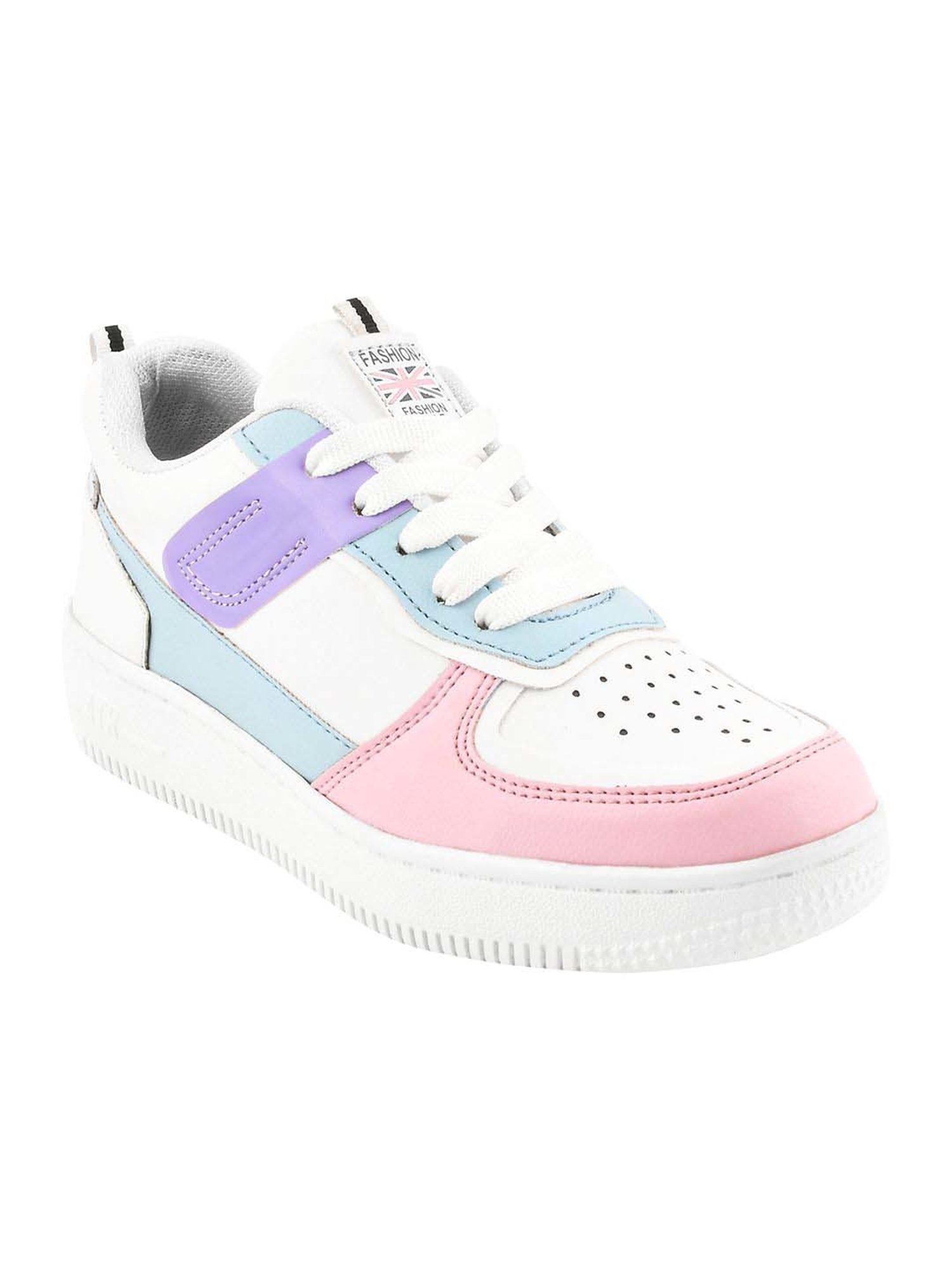 Shoetopia Kids White & Pink Casual Sneakers