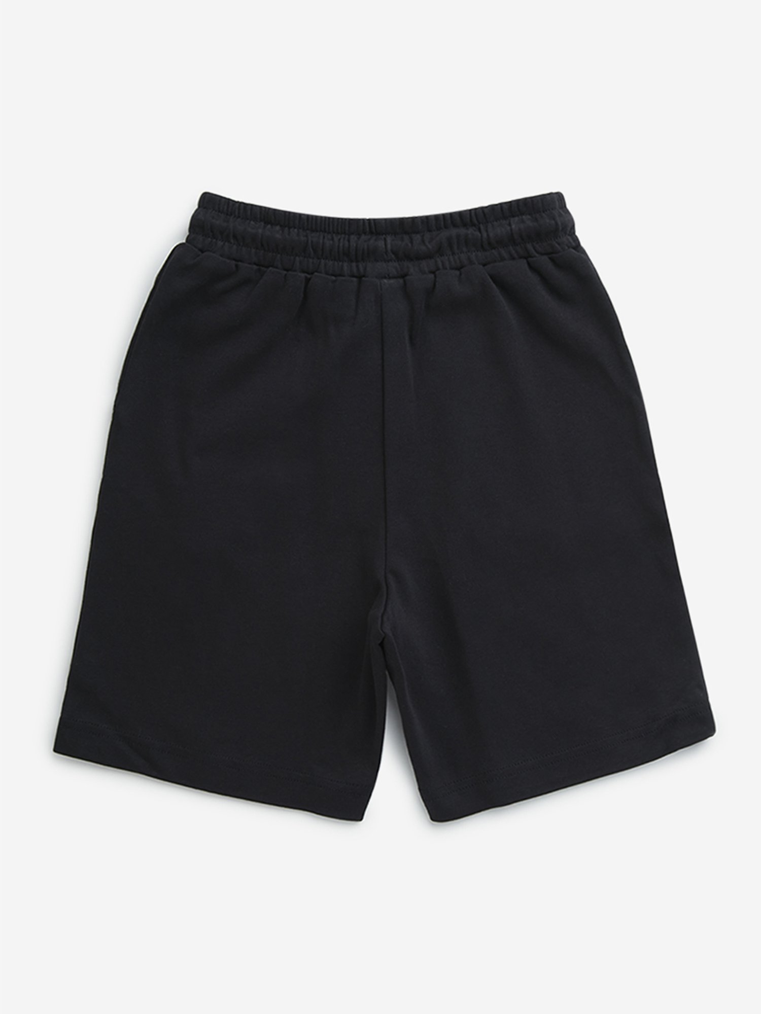 Y&F Kids by Westside Black Solid Mid-Rise Cotton Shorts