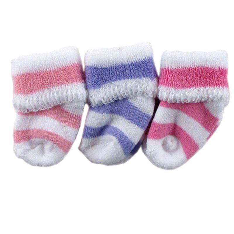 Luvable Friends Baby Girl Socks Set, Pink Stripes, 0-3 Months