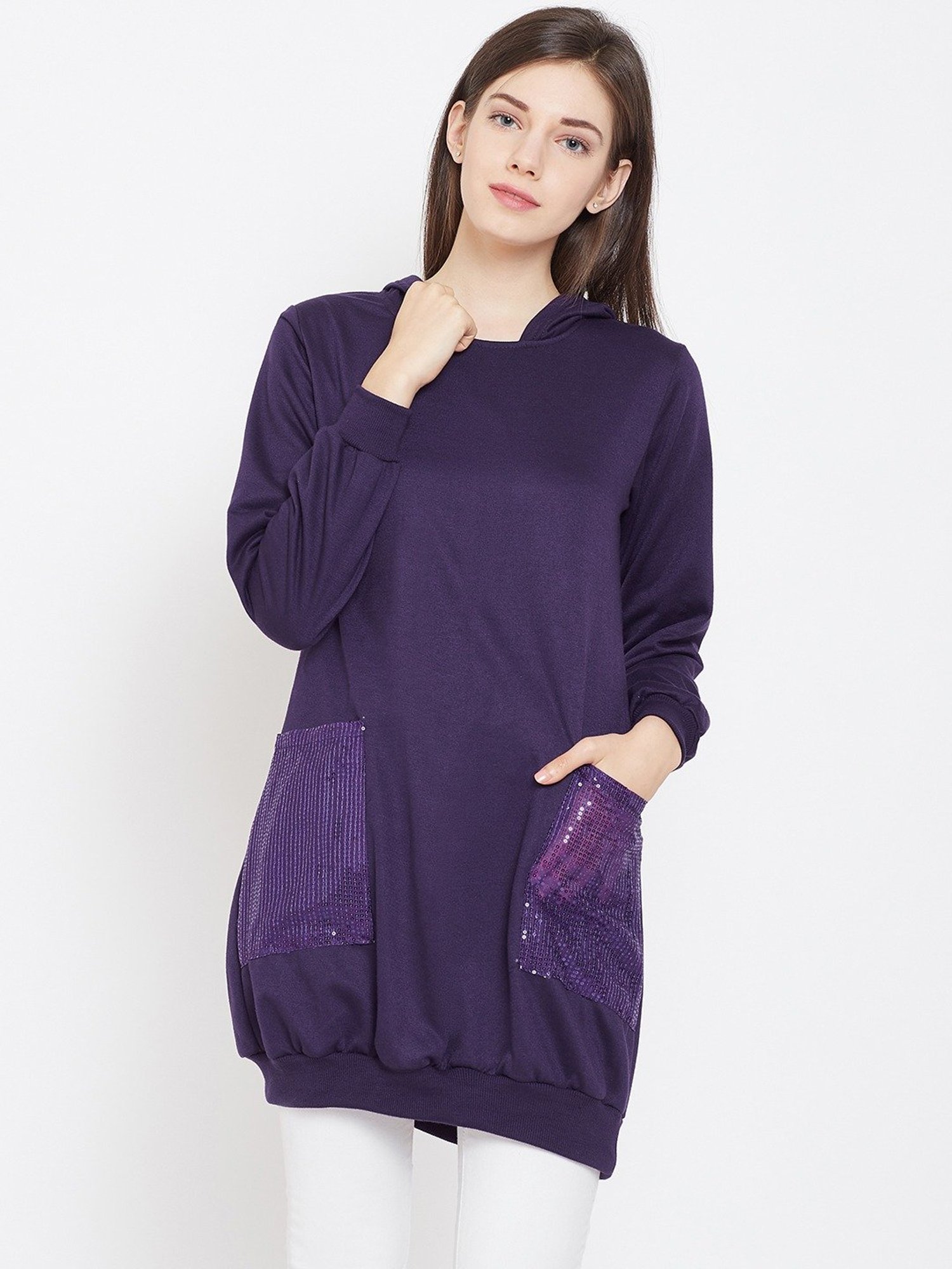 Belle Fille Purple Embellished Sweatshirt