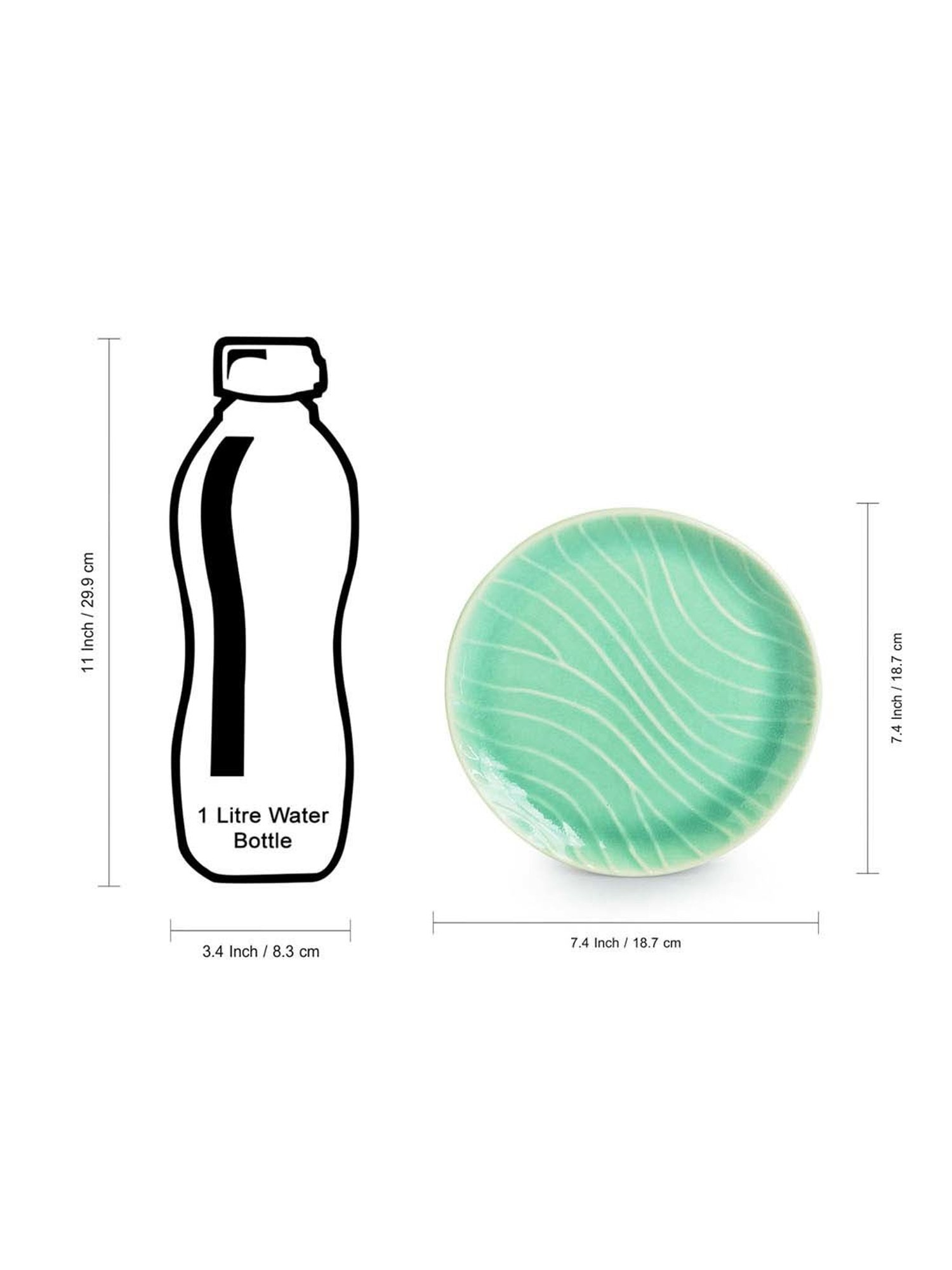 Nestasia Premium Quality Mandala Yellow Spiral Printed Square Shaped Ceramic Plate With Handle