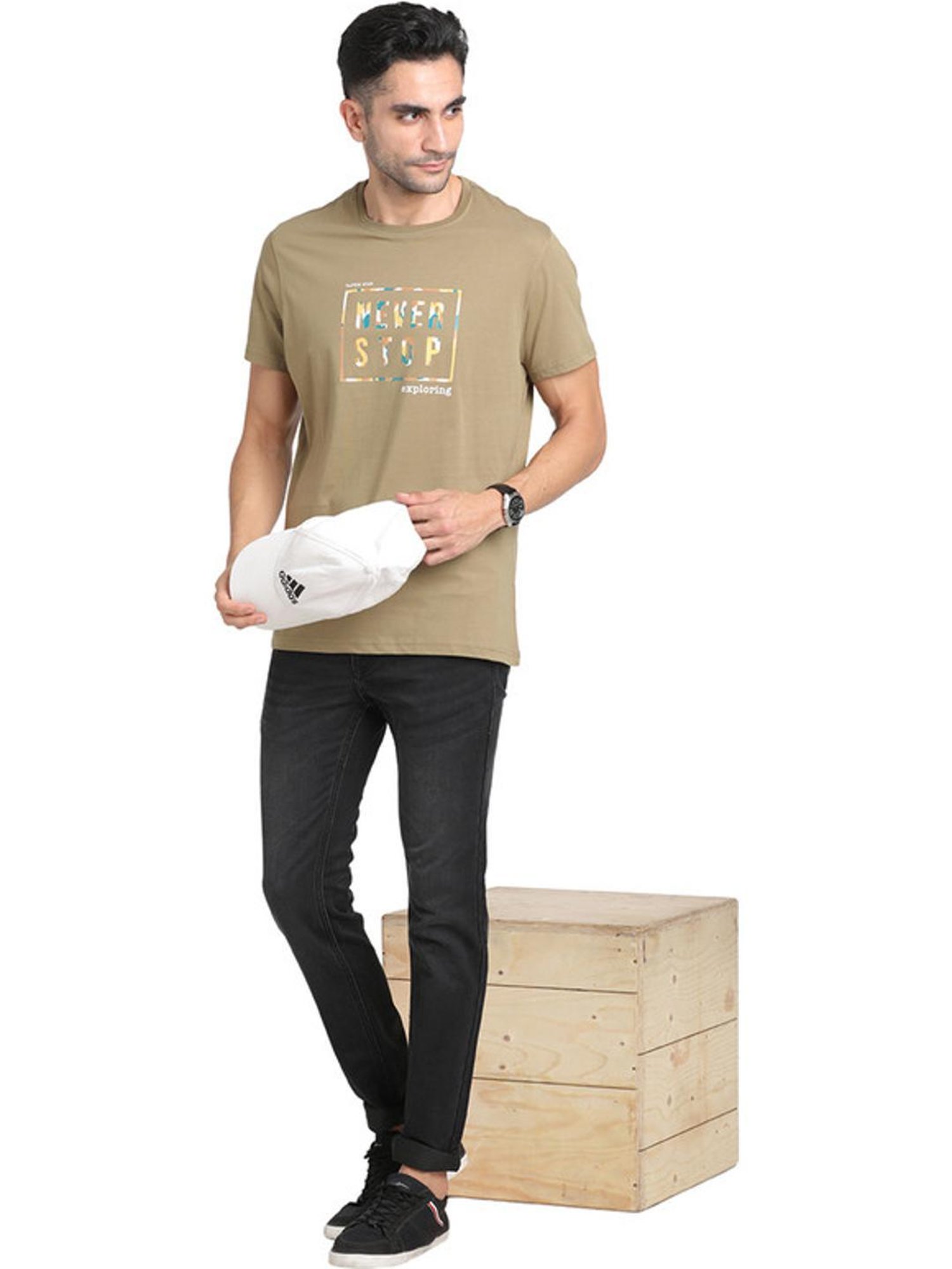 Turtle Green Slim Fit Printed T-Shirts