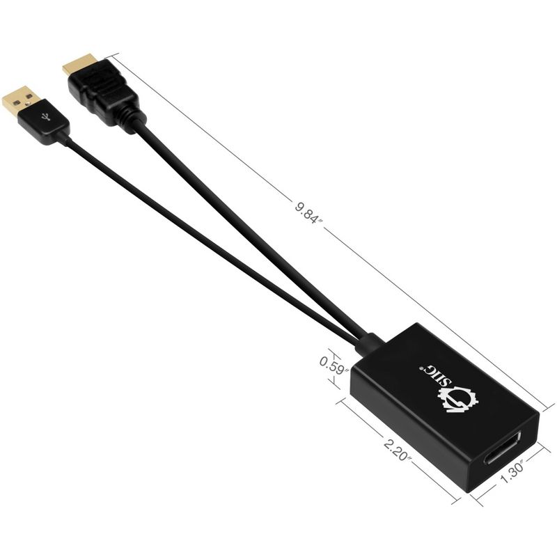 SIIG HDMI to DisplayPort 4K Ultra HD Converter - 9.80" DisplayPort/HDMI/USB A/V Cable for Notebook, Monitor, Audio/Video Device