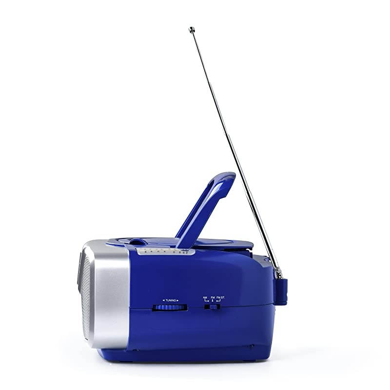 Portable CD Player - Programmable Boombox, AM/FM Radio, Bluetooth Blue CDB23BT