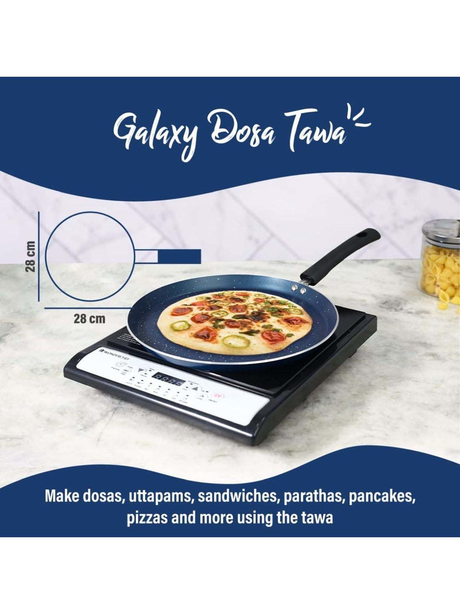 Sumeet Gold Series Pre Seasoned Cast Iron Concave Tawa for Roti 27cm 1.8kg, Gas & Induction-Friendly