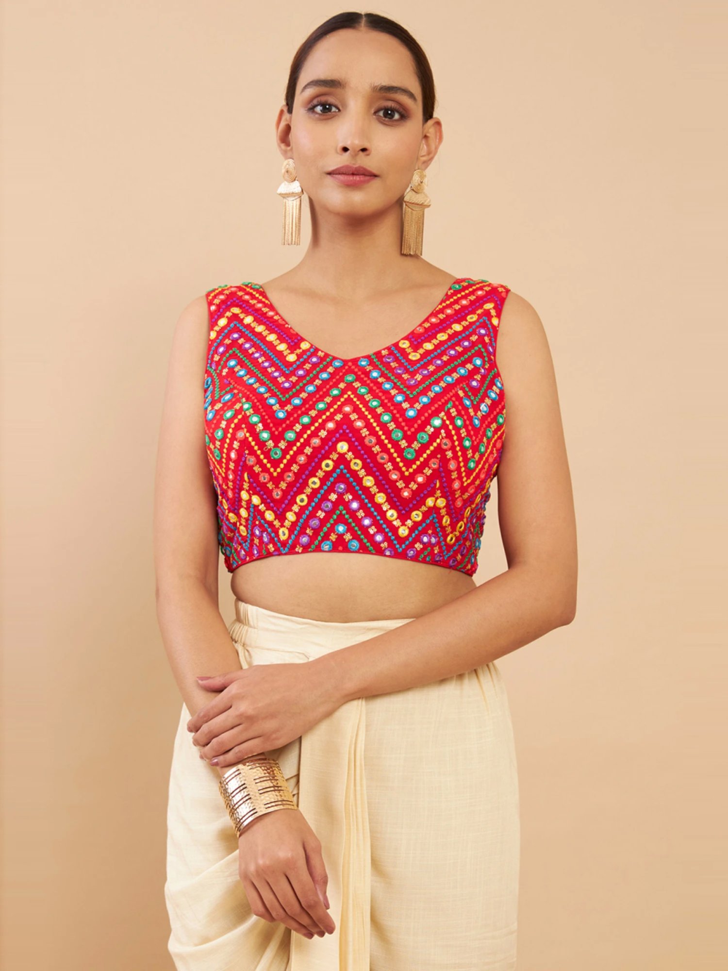 Soch Red Embroidered Readymade Blouse