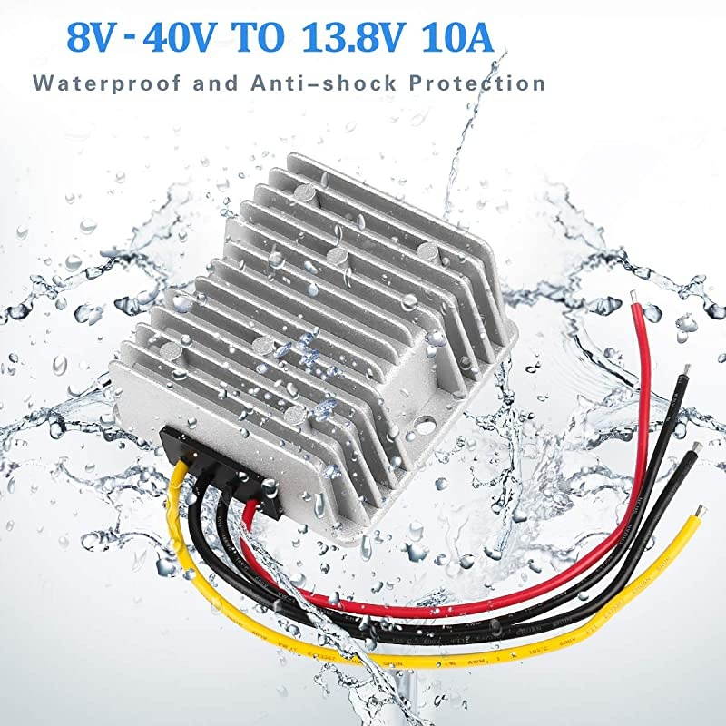 Automatic Buck Boost Converter 8V40V to 138V 10A Step Down Up Voltage Regulator Waterproof Voltage Reducer for Golf Cart Club Car LED Strip Light